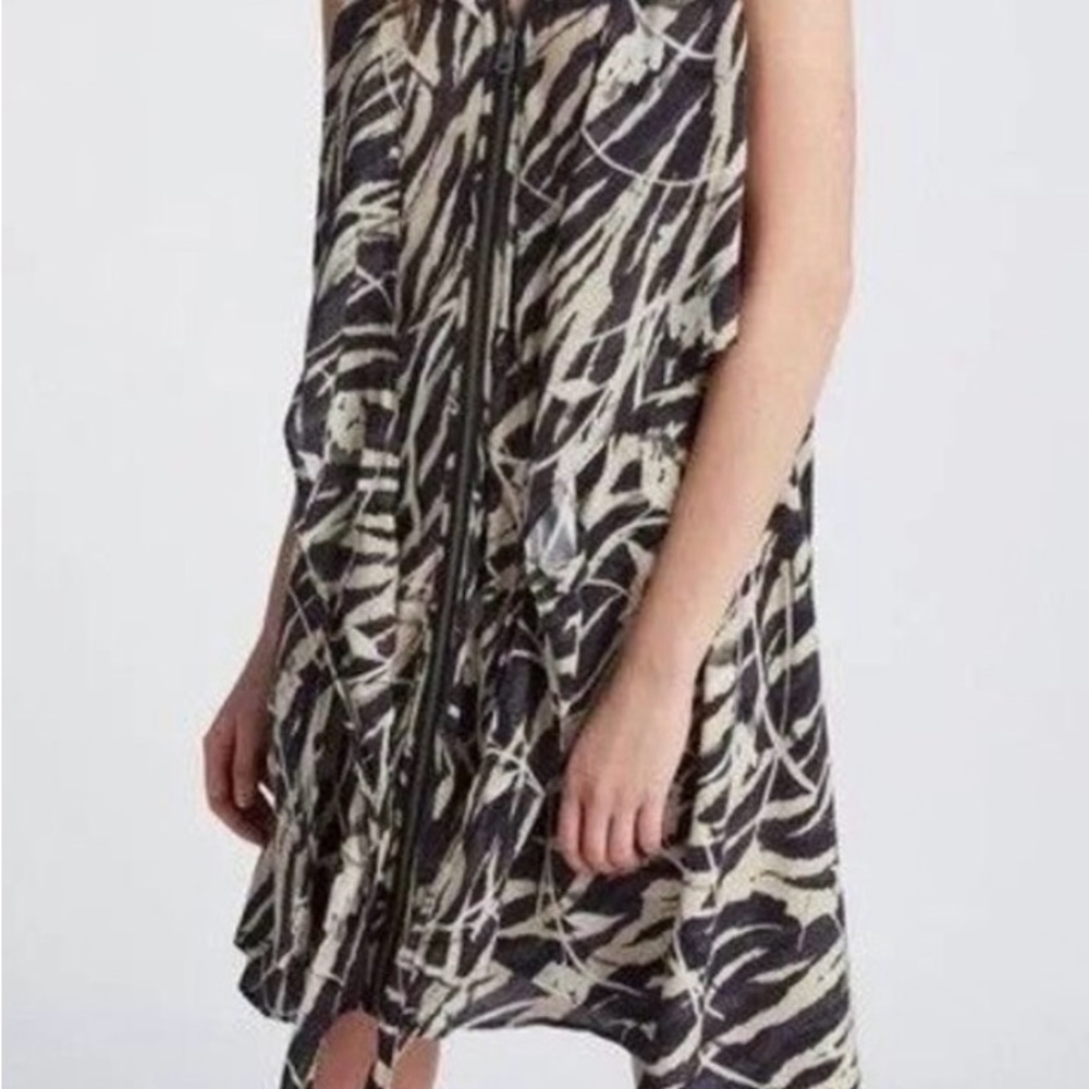 All Saints Jayda Zebra Print Sleeveless Dress in Medium